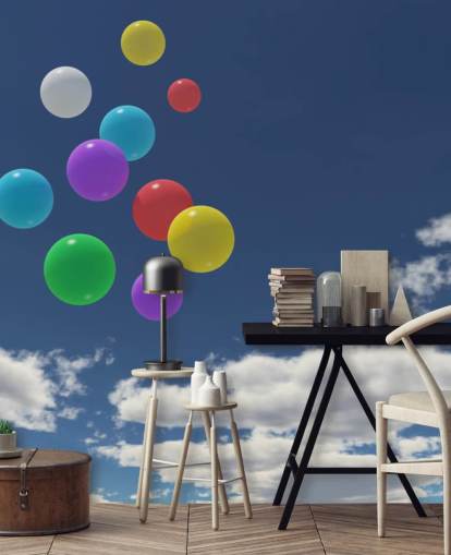 Colourful Balloons against Blue Sky Wall Mural