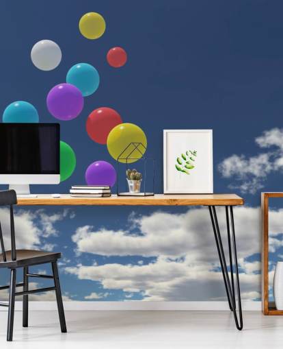 Colourful Balloons against Blue Sky Wall Mural