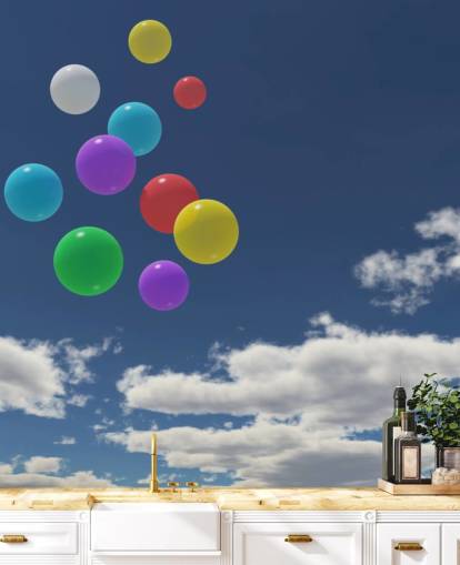 Colourful Balloons against Blue Sky Wall Mural