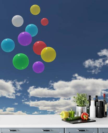 Colourful Balloons against Blue Sky Wall Mural