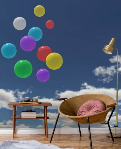 Colourful Balloons against Blue Sky Wall Mural