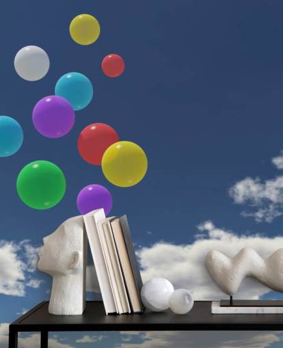Colourful Balloons against Blue Sky Wall Mural