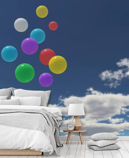 Colourful Balloons against Blue Sky Wall Mural