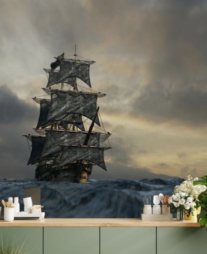 pirate ship on stormy sea wallpaper pirate ship on stormy sea wallpaper