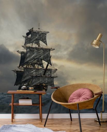 piratskip på stormfull sjø tapet