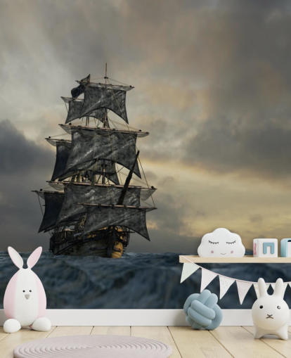 Piratenschiff auf stürmischer See Tapete