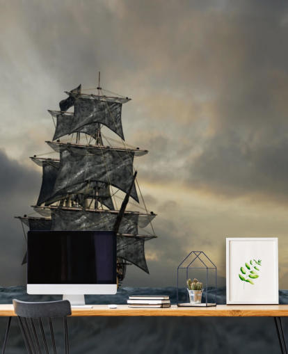 piratskib på stormfulde hav tapet