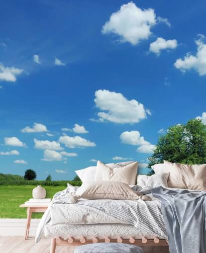 Papier Peint Ciel Bleu et Nuages Blancs