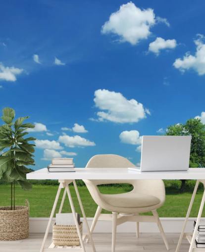 Fondo de pantalla de cielo azul y nubes blancas