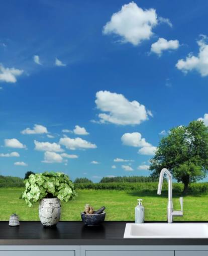 Papier Peint Ciel Bleu et Nuages Blancs