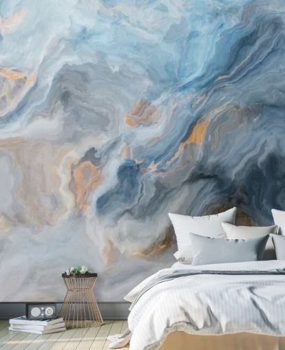 blå marmor tapet veggmaleri kalt Ocean Blue Marble for kjøkken, spiserom og bad