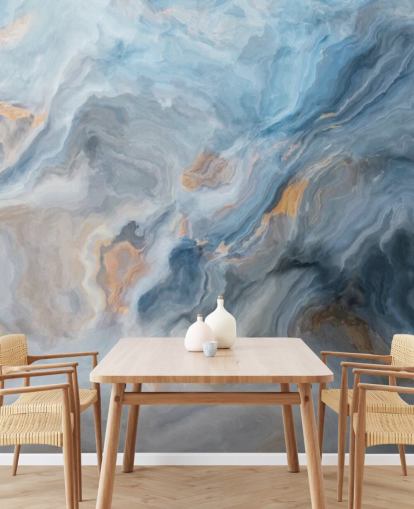 blue marble wallpaper mural called Ocean Blue Marble for kitchens, dining rooms and bathrooms