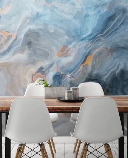 Tapeten-Wandbild aus blauem Marmor namens Ocean Blue Marble für Küchen, Esszimmer und Badezimmer