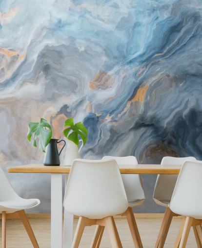 blue marble wallpaper mural called Ocean Blue Marble for kitchens, dining rooms and bathrooms