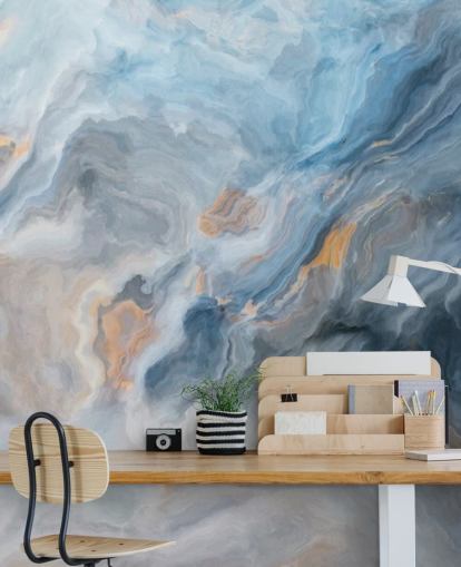 blue marble wallpaper mural called Ocean Blue Marble for kitchens, dining rooms and bathrooms