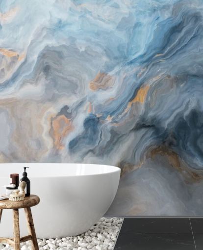blue marble wallpaper mural called Ocean Blue Marble for kitchens, dining rooms and bathrooms