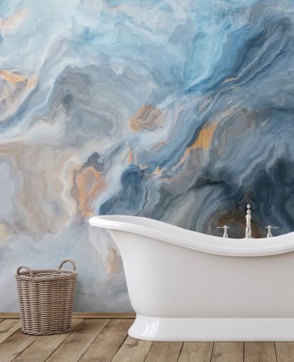 blå marmor tapet veggmaleri kalt Ocean Blue Marble for kjøkken, spiserom og bad