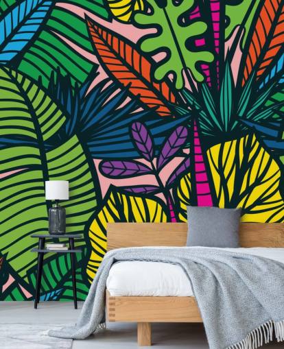 carta da parati con foglie dai colori vivaci carta da parati con foglie dai colori vivaci