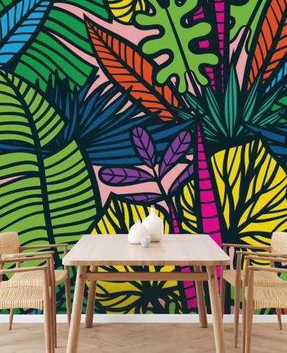 brightly coloured leaves wallpaper