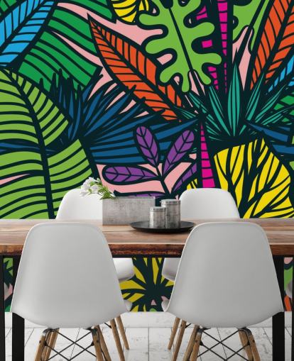 brightly coloured leaves wallpaper