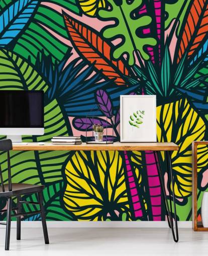 brightly coloured leaves wallpaper