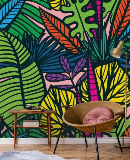 brightly coloured leaves wallpaper