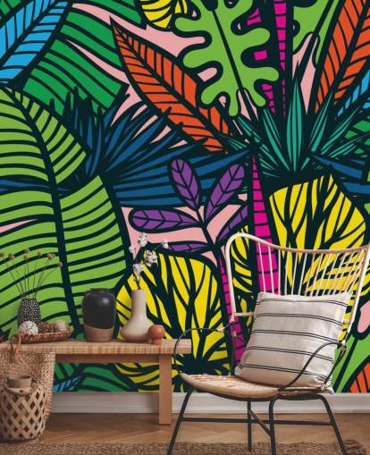 brightly coloured leaves wallpaper