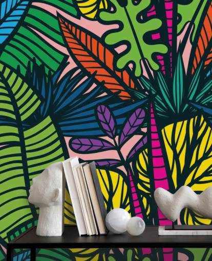 brightly coloured leaves wallpaper