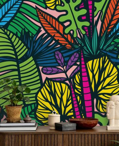 brightly coloured leaves wallpaper