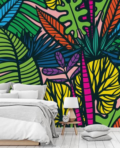 brightly coloured leaves wallpaper