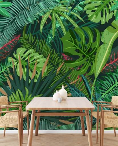 Carta da parati murale con foglie monstera Carta da parati murale con foglie monstera