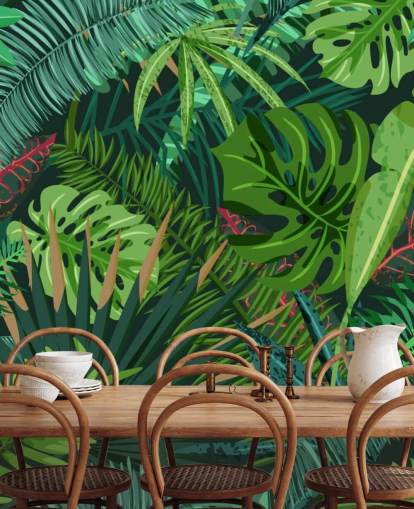 Monstera Leaves Wallpaper Mural