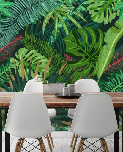 Monstera Leaves Wallpaper Mural