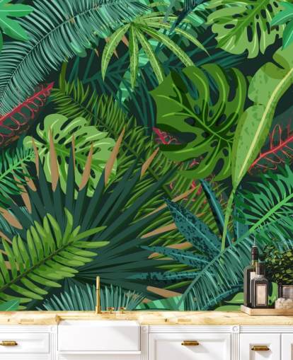 Monstera Leaves Wallpaper Mural
