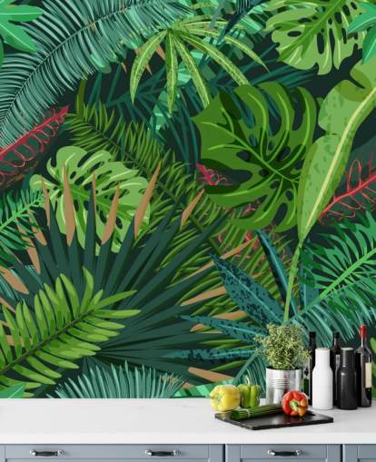 Monstera Leaves Wallpaper Mural