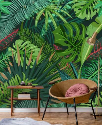 Monstera Leaves Wallpaper Mural