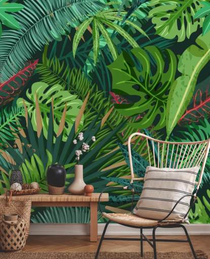 Monstera Leaves Muurschildering