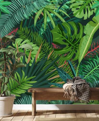 Monstera Leaves Wallpaper Mural Monstera Leaves Wallpaper Mural