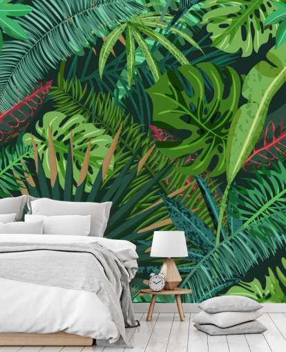 Monstera Leaves Wallpaper Mural