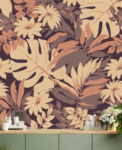 Exotic Pink Leaves Wallpaper