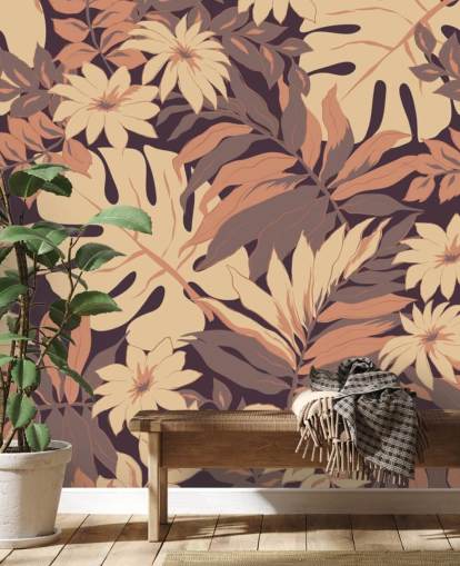 Exotic Pink Leaves Wallpaper