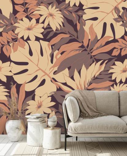 Exotic Pink Leaves Wallpaper