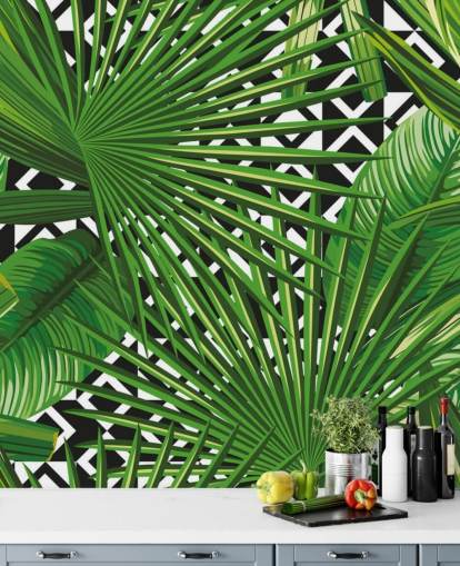 carta da parati con motivo a foglia verde e bianco e nero carta da parati con motivo a foglia verde e bianco e nero