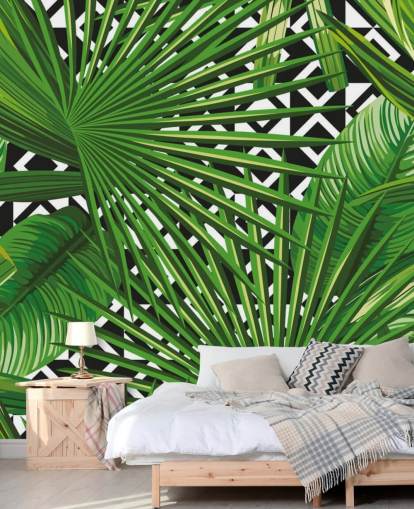 green leaf and black and white pattern wallpaper green leaf and black and white pattern wallpaper