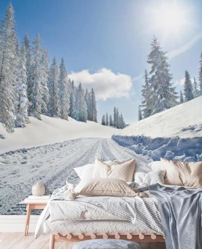 Empty Snow Covered Road Wallpaper Empty Snow Covered Road Wallpaper