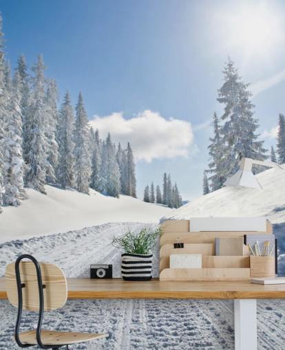 Empty Snow Covered Road Wallpaper