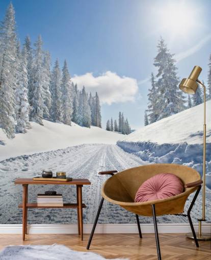 Empty Snow Covered Road Wallpaper Empty Snow Covered Road Wallpaper