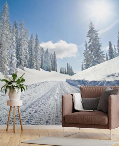 Empty Snow Covered Road Wallpaper Empty Snow Covered Road Wallpaper