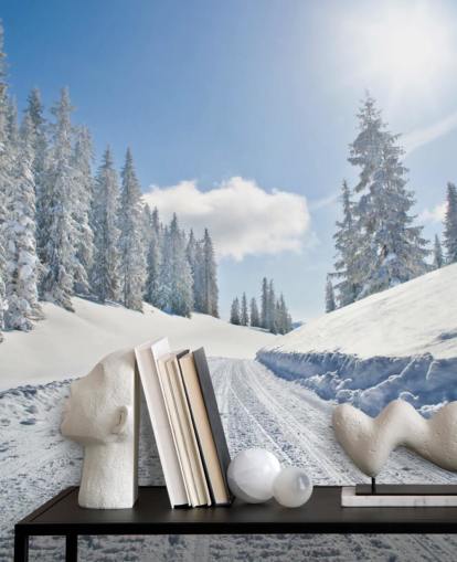 Leere schneebedeckte Straße Wallpaper Leere schneebedeckte Straße Wallpaper