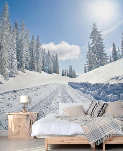 Tom snø dekket Road Bakgrunn